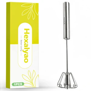 12 Inch Stainless Steel Semi Automatic Whisk - Hand Push Rotary Egg Beater, Manual Whisking Mixer Tool for Milk, Cream, Sauce, Egg Mixing, Blending and Stirring, Heavy Duty Kitchen Utensil 12 Inch Stainless Steel Semi Automatic Whisk - Hand Push Rotary Egg Beater, Manual Whisking Mixer Tool for Milk, Cream, Sauce, Egg Mixing, Blending and Stirring, Heavy Duty Kitchen Utensil