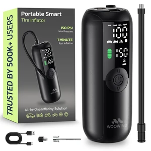 Bike Pump Portable Air Compressor for Cars & Bikes, 150 PSI | Tire Inflator For Car, 1 Minute Inflation, Air Pump For Car Tires, Auto Shut-Off, Digital Pressure Gauge Bike Pump Portable Air Compressor for Cars & Bikes, 150 PSI | Tire Inflator For Car, 1 Minute Inflation, Air Pump For Car Tires, Auto Shut-Off, Digital Pressure Gauge