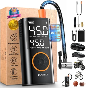 Tire Inflator Portable Air Compressor,Built-in Short Hose | Smart Dual Hose System,Auto Stop Air Pump for Car Tires,Bicycles,Motorcycles with LED Light & Digital Pressure Gauge Tire Inflator Portable Air Compressor,Built-in Short Hose | Smart Dual Hose System,Auto Stop Air Pump for Car Tires,Bicycles,Motorcycles with LED Light & Digital Pressure Gauge