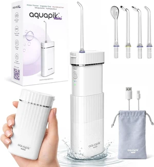 Aquapik Mini Portable Water Flosser for Travel, Cordless Oral Irrigator Ideal for Braces, Implants and Gum Care, 200 mL Telescopic Tank, 4 Jet Tips, 3 Modes, 140 PSI, IPX7 Waterproof, USB-C (White) Aquapik Mini Portable Water Flosser for Travel, Cordless Oral Irrigator Ideal for Braces, Implants and Gum Care, 200 mL Telescopic Tank, 4 Jet Tips, 3 Modes, 140 PSI, IPX7 Waterproof, USB-C (White)