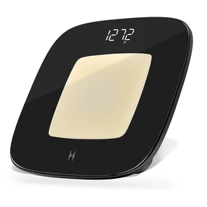 Digital Bathroom Scale, Motion-Sensing Ambient Center Illumination | Sleek Tempered Glass, High-Precision Weight Measurement Up to 400 lbs, Sustainable Design, Black Digital Bathroom Scale, Motion-Sensing Ambient Center Illumination | Sleek Tempered Glass, High-Precision Weight Measurement Up to 400 lbs, Sustainable Design, Black