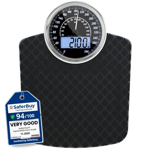Hybrid Bathroom Scales, Analogue and Digital Display, Accurate to 396 lb | Wide Glass Platform with GX Sensors Deliver Precise Readings, Batteries Included, Ready for Use - Black Diamond Hybrid Bathroom Scales, Analogue and Digital Display, Accurate to 396 lb | Wide Glass Platform with GX Sensors Deliver Precise Readings, Batteries Included, Ready for Use - Black Diamond