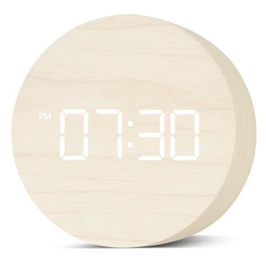 Wooden LED Digital Alarm Clock for Desk Modern Aesthetic Wood Clock with Adjustable Brightness, 3 Alarms, Large Display, AC Powered Stays On When Plugged in (White) Wooden LED Digital Alarm Clock for Desk Modern Aesthetic Wood Clock with Adjustable Brightness, 3 Alarms, Large Display, AC Powered Stays On When Plugged in (White)