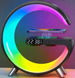 Smart LED Table Lamp, 4 in 1 RGB Night Light, Alarm Clock, Wireless Charger, Bluetooth Speaker with App Control, G-Shape Bedside Atmosphere Lamp for Bedroom Office Home Decor, Teen Girls Boys Gifts Smart LED Table Lamp, 4 in 1 RGB Night Light, Alarm Clock, Wireless Charger, Bluetooth Speaker with App Control, G-Shape Bedside Atmosphere Lamp for Bedroom Office Home Decor, Teen Girls Boys Gifts