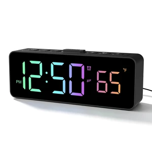 2-in-1 Digital Alarm Clocks for Living Room Bedroom | Small Clock with Temperature & Time Display - RGB Display, 4 Levels & off Birghtness, 3 Volumes, Plug-in Use, Compact, Snooze 2-in-1 Digital Alarm Clocks for Living Room Bedroom | Small Clock with Temperature & Time Display - RGB Display, 4 Levels & off Birghtness, 3 Volumes, Plug-in Use, Compact, Snooze