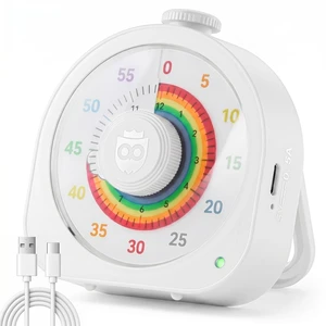 Visual Timer for Kids, Rechargeable Rainbow 60-Min/12-Hour Countdown, White | RECHARGEABLE: Built-in battery eliminates the need for batteries, making this visual timer easy to use at home, school Visual Timer for Kids, Rechargeable Rainbow 60-Min/12-Hour Countdown, White | RECHARGEABLE: Built-in battery eliminates the need for batteries, making this visual timer easy to use at home, school