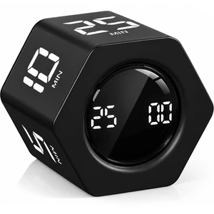 Rotating Productivity Timer 5, 25, 10 30,60 Mins Preset Stopwatch, Desk Flip ProductivityTimer, ADHD Tool Hexagon, Vibration/Mute/Alarm, for Work, Study, Back to School, Kitchen, Black Rotating Productivity Timer 5, 25, 10 30,60 Mins Preset Stopwatch, Desk Flip ProductivityTimer, ADHD Tool Hexagon, Vibration/Mute/Alarm, for Work, Study, Back to School, Kitchen, Black