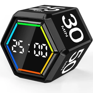 Rotating Pomodoro Timer Cube 3/5/10/25/30/50 min with Colorful Visual Bar | Desk Productivity Flip Timer for Kids Adults, Vibration/Silent/Sound, Adjustable Volume, for ADHD Study Work, Black Rotating Pomodoro Timer Cube 3/5/10/25/30/50 min with Colorful Visual Bar | Desk Productivity Flip Timer for Kids Adults, Vibration/Silent/Sound, Adjustable Volume, for ADHD Study Work, Black