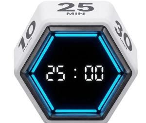 Pomodoro Timer Cube, Visual Timer for Kids, Productivity Desk Timer | 3/5/10/25/30/50 Countdown Countup, Silent Vibration, for Work Study Cook Workout Office Kitchen School Classroom ADHD Gift Pomodoro Timer Cube, Visual Timer for Kids, Productivity Desk Timer | 3/5/10/25/30/50 Countdown Countup, Silent Vibration, for Work Study Cook Workout Office Kitchen School Classroom ADHD Gift