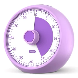 Visual Timer for Kids 60-Minute Countdown Timer with Optional Alarm, Focus Tool for ADHD & Autism, Time Management for Homework, Chores, Office, Kitchen, Teaching & Study Routines (Purple) Visual Timer for Kids 60-Minute Countdown Timer with Optional Alarm, Focus Tool for ADHD & Autism, Time Management for Homework, Chores, Office, Kitchen, Teaching & Study Routines (Purple)
