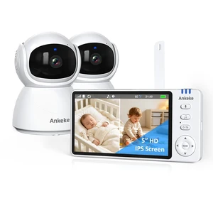 5" Split Screen Video Baby Monitor with 2 Cameras, No WiFi | 3500mAh Battery, Infrared Night Vision, VOX Mode, 2-Way Talk, Remote Pan-Tilt-Zoom Camera, Lullabies, Temperature Monitoring 5" Split Screen Video Baby Monitor with 2 Cameras, No WiFi | 3500mAh Battery, Infrared Night Vision, VOX Mode, 2-Way Talk, Remote Pan-Tilt-Zoom Camera, Lullabies, Temperature Monitoring