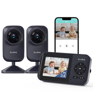 Video Baby Monitor with 2 Cameras, App Connectivity, 1200ft Range, Vox Mode, 2-Way Talk, Night Vision, Temperature Detection, Lullabies, Sound Detection, 2.8" IPS Screen Video Baby Monitor with 2 Cameras, App Connectivity, 1200ft Range, Vox Mode, 2-Way Talk, Night Vision, Temperature Detection, Lullabies, Sound Detection, 2.8" IPS Screen
