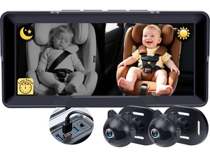 1080P Dual Baby Car Camera: 6.8"Split-Screen See 2-Kids Clearly Day & Night 16.4ft Long Enough for 3-Row SUVs, Easy Install, Great Night Vision, Perfect for 2-Kids & Twins, Give Parents Peace of Mind 1080P Dual Baby Car Camera: 6.8"Split-Screen See 2-Kids Clearly Day & Night 16.4ft Long Enough for 3-Row SUVs, Easy Install, Great Night Vision, Perfect for 2-Kids & Twins, Give Parents Peace of Mind