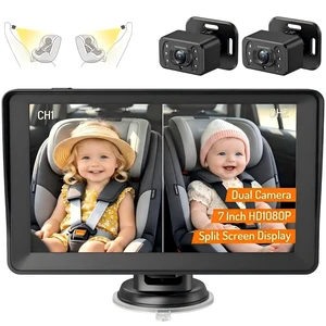 7 inch HD 1080P Split Screen Baby Car Camera for 2 Kids | Car Baby Monitor with Dual Backseat Cameras, 150° Wide View, 360°Rotation, Night Vision, Rear-Facing Infant Car Seat Mirror 7 inch HD 1080P Split Screen Baby Car Camera for 2 Kids | Car Baby Monitor with Dual Backseat Cameras, 150° Wide View, 360°Rotation, Night Vision, Rear-Facing Infant Car Seat Mirror