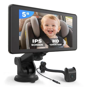 Baby Car Camera Monitor | 5" 1080P IPS Suction Cup Screen - 360° Rotation IR Night Vision 3X Zoom - USB Powered Headrest Mount for Baby Car Cam Baby Car Camera Monitor | 5" 1080P IPS Suction Cup Screen - 360° Rotation IR Night Vision 3X Zoom - USB Powered Headrest Mount for Baby Car Cam