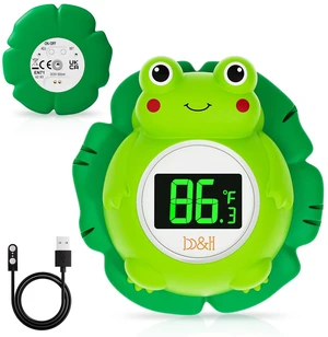 Rechargeable Baby Bath Thermometer, Frog Water Temperature Thermometer | Safety Toddler Bathtub Water Temperature, Room Temp, Hot Cold Color Alert, Accurately, Newborn Shower Essentials Rechargeable Baby Bath Thermometer, Frog Water Temperature Thermometer | Safety Toddler Bathtub Water Temperature, Room Temp, Hot Cold Color Alert, Accurately, Newborn Shower Essentials