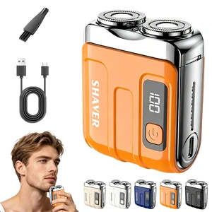 Portable Mini Electric Shaver for Men,Orange | Compact Dual Head Cordless Pocket Razor,PUSB Rechargeable Travel Shaver For Travel Office Business Trip & Daily Facial Portable Mini Electric Shaver for Men,Orange | Compact Dual Head Cordless Pocket Razor,PUSB Rechargeable Travel Shaver For Travel Office Business Trip & Daily Facial