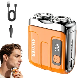 Portable Mini Men's Electric Shaver-Orange | USB-C Rechargeable Electric-Shaver for Home,Car,Travel, Long Battery Life, Wet/Dry Shaving, LCD Power Indicator, Magnetic Cap Portable Mini Men's Electric Shaver-Orange | USB-C Rechargeable Electric-Shaver for Home,Car,Travel, Long Battery Life, Wet/Dry Shaving, LCD Power Indicator, Magnetic Cap