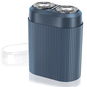 Dual Head Electric Shaver for Men, Rechargeable USB Portable Razor, Wet & Dry Washable Rotary Shaver, Compact Travel Shaver (Navy Blue) Dual Head Electric Shaver for Men, Rechargeable USB Portable Razor, Wet & Dry Washable Rotary Shaver, Compact Travel Shaver (Navy Blue)