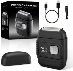 Electric Foil Shavers for Men, Waterproof Mini Electric Razor | 90 Min Runtime, 3 Floating Blades, Battery LED Display USB-C Fast Charge, Portable Travel Shaver, Dry And Wet Use Electric Foil Shavers for Men, Waterproof Mini Electric Razor | 90 Min Runtime, 3 Floating Blades, Battery LED Display USB-C Fast Charge, Portable Travel Shaver, Dry And Wet Use