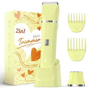 Bikini Trimmer for Women - Bikini Shaver, Wet/Dry Electric Razor for Women, Dual Head Trimmer for Bikini Line and Underarms, IPX7 Waterproof, Cordless Rechargeable, Birthday Gifts for Women Bikini Trimmer for Women - Bikini Shaver, Wet/Dry Electric Razor for Women, Dual Head Trimmer for Bikini Line and Underarms, IPX7 Waterproof, Cordless Rechargeable, Birthday Gifts for Women