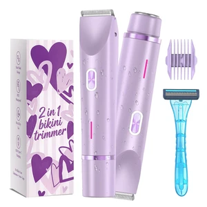 Bikini Trimmer for Women 2-in-1 Waterproof Electric Shaver,Purple2 | Dual-head design for face & body, wet/dry use, painless shaving, and cordless build for smooth, silky results anywhere Bikini Trimmer for Women 2-in-1 Waterproof Electric Shaver,Purple2 | Dual-head design for face & body, wet/dry use, painless shaving, and cordless build for smooth, silky results anywhere