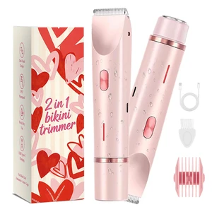 Bikini Trimmer for Women 2-in-1 Waterproof Electric Shaver,Pink | Dual-head design for face & body, wet/dry use, painless shaving, and cordless build for smooth, silky results anywhere Bikini Trimmer for Women 2-in-1 Waterproof Electric Shaver,Pink | Dual-head design for face & body, wet/dry use, painless shaving, and cordless build for smooth, silky results anywhere