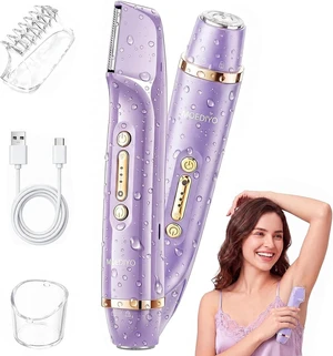 Bikini Trimmer for Women, Dual Head Electric Razor for Women, IPX7 Waterproof & Painless Bikini and Body Shaver, Pubic Hair Trimmer for Women Cordless Electric Shaver for Legs, Face & Underarms Bikini Trimmer for Women, Dual Head Electric Razor for Women, IPX7 Waterproof & Painless Bikini and Body Shaver, Pubic Hair Trimmer for Women Cordless Electric Shaver for Legs, Face & Underarms