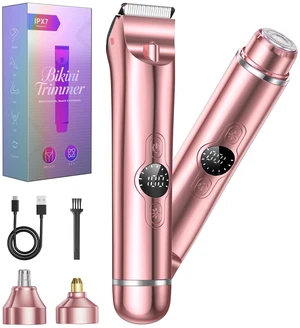 4 in 1 Bikini Trimmer for Women - 2-in-1 Dual Head, IPX7 Waterproof, Rechargeable, Body and Face Shaver for Bikini Line, Pubic Hair, Legs and Underarms 4 in 1 Bikini Trimmer for Women - 2-in-1 Dual Head, IPX7 Waterproof, Rechargeable, Body and Face Shaver for Bikini Line, Pubic Hair, Legs and Underarms