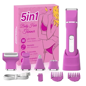Bikini Trimmer for Women,Electric Shaver for Women, IPX7 Waterproof Razor Shaver,Women's Electric Razor,Intimate Shaver for Women,with 5 Blades,Charging Cable,Recharge DockRose Pink Bikini Trimmer for Women,Electric Shaver for Women, IPX7 Waterproof Razor Shaver,Women's Electric Razor,Intimate Shaver for Women,with 5 Blades,Charging Cable,Recharge DockRose Pink