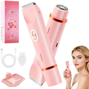2-in-1 Women's Bikini Trimmer, Dual-Head Facial Shaver & Body Trimmer, IPX7 Waterproof Design Wet & Dry Use 2-in-1 Women's Bikini Trimmer, Dual-Head Facial Shaver & Body Trimmer, IPX7 Waterproof Design Wet & Dry Use