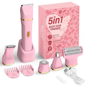 5-in-1 Electric Bikini Trimmer for Women IPX7 Waterproof Shaver, Cordless Body & Facial Razors for Women, Ceramic Blades, USB-C Rechargeable, Painless Hair Removal Kit (Pink) 5-in-1 Electric Bikini Trimmer for Women IPX7 Waterproof Shaver, Cordless Body & Facial Razors for Women, Ceramic Blades, USB-C Rechargeable, Painless Hair Removal Kit (Pink)