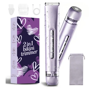 Bikini Trimmer for Women IPX7 Waterproof Dual-Head Body Razor,Purple | Dual-head design for face & body, IPX7 waterproof for wet/dry use, hypoallergenic blades, rechargeable with long-lasting Bikini Trimmer for Women IPX7 Waterproof Dual-Head Body Razor,Purple | Dual-head design for face & body, IPX7 waterproof for wet/dry use, hypoallergenic blades, rechargeable with long-lasting