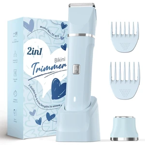 2-in-1 Bikini Trimmer for Women, Travel Razors, Beach Essentials | IPX7 Waterproof, Rechargeable, Ceramic Blades, Face Shaver and Body Hair Trimmer for Bikini Line, Pubic Hair, Legs, Underarms 2-in-1 Bikini Trimmer for Women, Travel Razors, Beach Essentials | IPX7 Waterproof, Rechargeable, Ceramic Blades, Face Shaver and Body Hair Trimmer for Bikini Line, Pubic Hair, Legs, Underarms