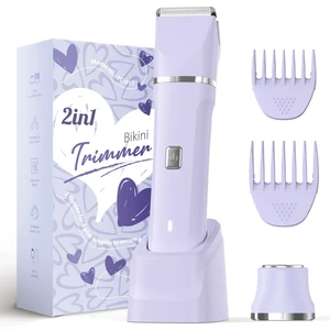 2-in-1 Bikini Trimmer for Women, Women's Electric Razor, Face Shaver | IPX7 Waterproof, Rechargeable, Ceramic Blades, Body Head, Guide Combs for Bikini Area, Pubic Hair, Legs, Underarms; Wet/Dry 2-in-1 Bikini Trimmer for Women, Women's Electric Razor, Face Shaver | IPX7 Waterproof, Rechargeable, Ceramic Blades, Body Head, Guide Combs for Bikini Area, Pubic Hair, Legs, Underarms; Wet/Dry