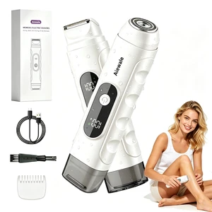 Bikini Trimmer for Women 2in1 Dual Head Waterproof & Painless Electric Razors for Pubic Hair, Face,Legs, Underarms Portable Cordless Shaver with Fast Charging,Self Care Gifts for Women (White) Bikini Trimmer for Women 2in1 Dual Head Waterproof & Painless Electric Razors for Pubic Hair, Face,Legs, Underarms Portable Cordless Shaver with Fast Charging,Self Care Gifts for Women (White)