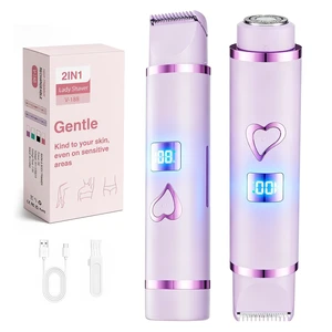 Bikini Trimmer for Women IPX7 Waterproof, Electric Razors,Purple | 2-in-1 body head with hypoallergenic blades,IPX7 waterproof for wet/dry use, and cordless fast USB charging Bikini Trimmer for Women IPX7 Waterproof, Electric Razors,Purple | 2-in-1 body head with hypoallergenic blades,IPX7 waterproof for wet/dry use, and cordless fast USB charging