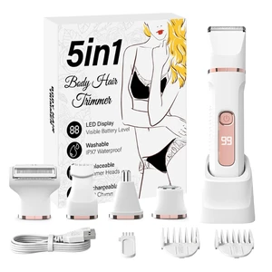 Bikini Trimmer for Women,Electric Shaver for Women, IPX7 Waterproof Razor Shaver,Women's Electric Razor,Intimate Shaver for Women,with 5 Blades,USB-C Rechargeable,Recharge DockWhite Bikini Trimmer for Women,Electric Shaver for Women, IPX7 Waterproof Razor Shaver,Women's Electric Razor,Intimate Shaver for Women,with 5 Blades,USB-C Rechargeable,Recharge DockWhite