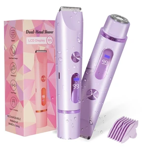 Bikini Trimmer for Women 2in1 High Power Epilators Hair Removal Waterproof Electric Razors Women's Electric Razor Pubic Hair Trimmer Shaver for Women for Ladies PubicFace UnderarmsLegs(Purple) Bikini Trimmer for Women 2in1 High Power Epilators Hair Removal Waterproof Electric Razors Women's Electric Razor Pubic Hair Trimmer Shaver for Women for Ladies PubicFace UnderarmsLegs(Purple)