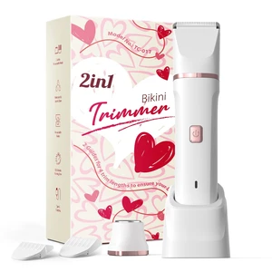 2-in-1 Bikini Trimmer for Women, Pubic Hair Trimmer, Face Shaver | IPX7 Waterproof, Rechargeable, Ceramic Blades, Body Head for Bikini Line, Private Areas, Legs, Underarms; Sensitive Skin 2-in-1 Bikini Trimmer for Women, Pubic Hair Trimmer, Face Shaver | IPX7 Waterproof, Rechargeable, Ceramic Blades, Body Head for Bikini Line, Private Areas, Legs, Underarms; Sensitive Skin