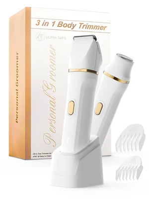 Bikini Trimmer for Women Painless, IPX7 Waterproof Rechargeable Electric Shaver Razors for Women, Pubic Hair Trimmer, Facial Hair Removal Cordless Ceramic Blade, Charge Dock Bikini Trimmer for Women Painless, IPX7 Waterproof Rechargeable Electric Shaver Razors for Women, Pubic Hair Trimmer, Facial Hair Removal Cordless Ceramic Blade, Charge Dock