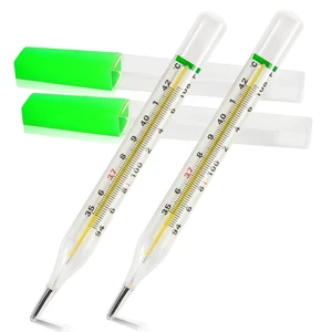 & Mercury Free Thermometer for Armpit 2PCS - Clinical Glass Temperature Test for Fever -Classic Non Digital Thermometer for Adults - Accurate Easy Reading & Mercury Free Thermometer for Armpit 2PCS - Clinical Glass Temperature Test for Fever -Classic Non Digital Thermometer for Adults - Accurate Easy Reading