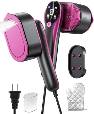 Travel Garment Steamer for Clothes with LED Display, 1200W Portable Handheld Steamer Iron 2 In 1, 10s Fast Heat Up, Large Ceramic Heat Panel, All-Fabric Quick Wrinkle Remover Travel Garment Steamer for Clothes with LED Display, 1200W Portable Handheld Steamer Iron 2 In 1, 10s Fast Heat Up, Large Ceramic Heat Panel, All-Fabric Quick Wrinkle Remover