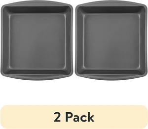 (2 pack) Mainstays 9" x 9" x 2" Nonstick Square Cake Pan, Gray (2 pack) Mainstays 9" x 9" x 2" Nonstick Square Cake Pan, Gray