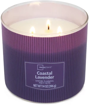 Mainstays Coastal Lavender 3-Wick Decorative Wrap Candle, 14 oz Mainstays Coastal Lavender 3-Wick Decorative Wrap Candle, 14 oz
