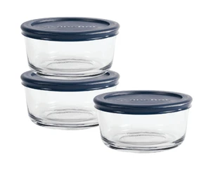 Anchor Hocking Glass Food Storage Containers with Lids, 2 Cup Round, Set of 3 Anchor Hocking Glass Food Storage Containers with Lids, 2 Cup Round, Set of 3