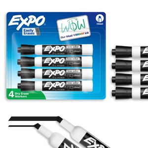 EXPO Dry Erase Markers, Chisel Tip, Black, 4 Count EXPO Dry Erase Markers, Chisel Tip, Black, 4 Count
