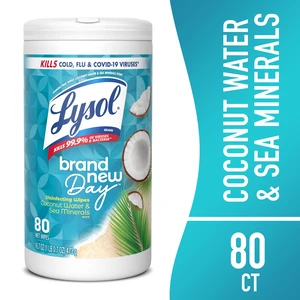 Lysol Disinfecting Wipes, All Purpose Cleaner, Multi Surface Antibacterial Cleaning Wipes, Cleaning Supplies, Coconut & Sea Minerals Scent, 80 Count Lysol Disinfecting Wipes, All Purpose Cleaner, Multi Surface Antibacterial Cleaning Wipes, Cleaning Supplies, Coconut & Sea Minerals Scent, 80 Count