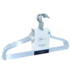 Mainstays Plastic Clothes Hangers, Slim Swivel Hook, Clear, 10 Pack Mainstays Plastic Clothes Hangers, Slim Swivel Hook, Clear, 10 Pack
