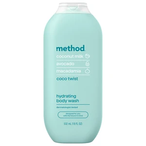 method Body Wash, Coco Twist - Leaves Skin Feeling Soft & Moisturized, Made Without Parabens, Notes of Coconut Milk, Avocado & Macadamia, 18 fl oz method Body Wash, Coco Twist - Leaves Skin Feeling Soft & Moisturized, Made Without Parabens, Notes of Coconut Milk, Avocado & Macadamia, 18 fl oz